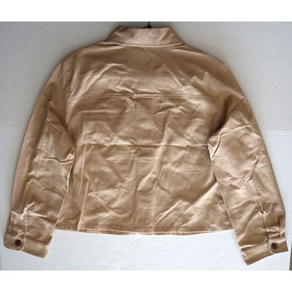 Express 09710136-0557 Women's Sz L Khaki Twill Cropped Shirt Jacket Shacket - Picture 9 of 9